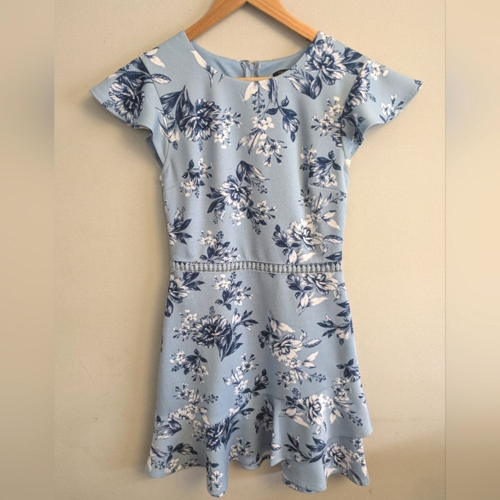 City Studio Floral Blue Mini Dress Dress Size 5